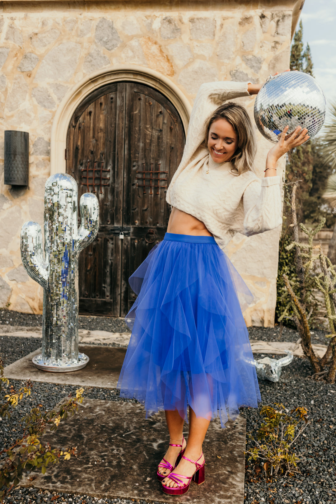 Emma Cobalt Blue Tiered Tulle Skirt